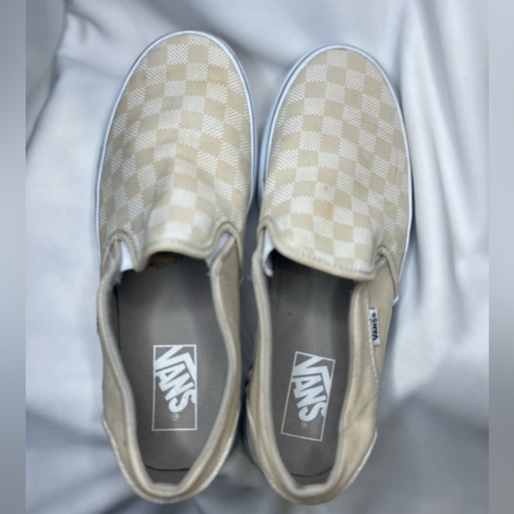 Vans Asher Cream and White Checkered Slip-Ons - Picture 5 of 6